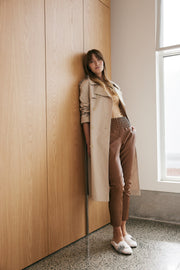 CAMEL STRETCH LEATHER JOGGER - OLIVIA SHEED