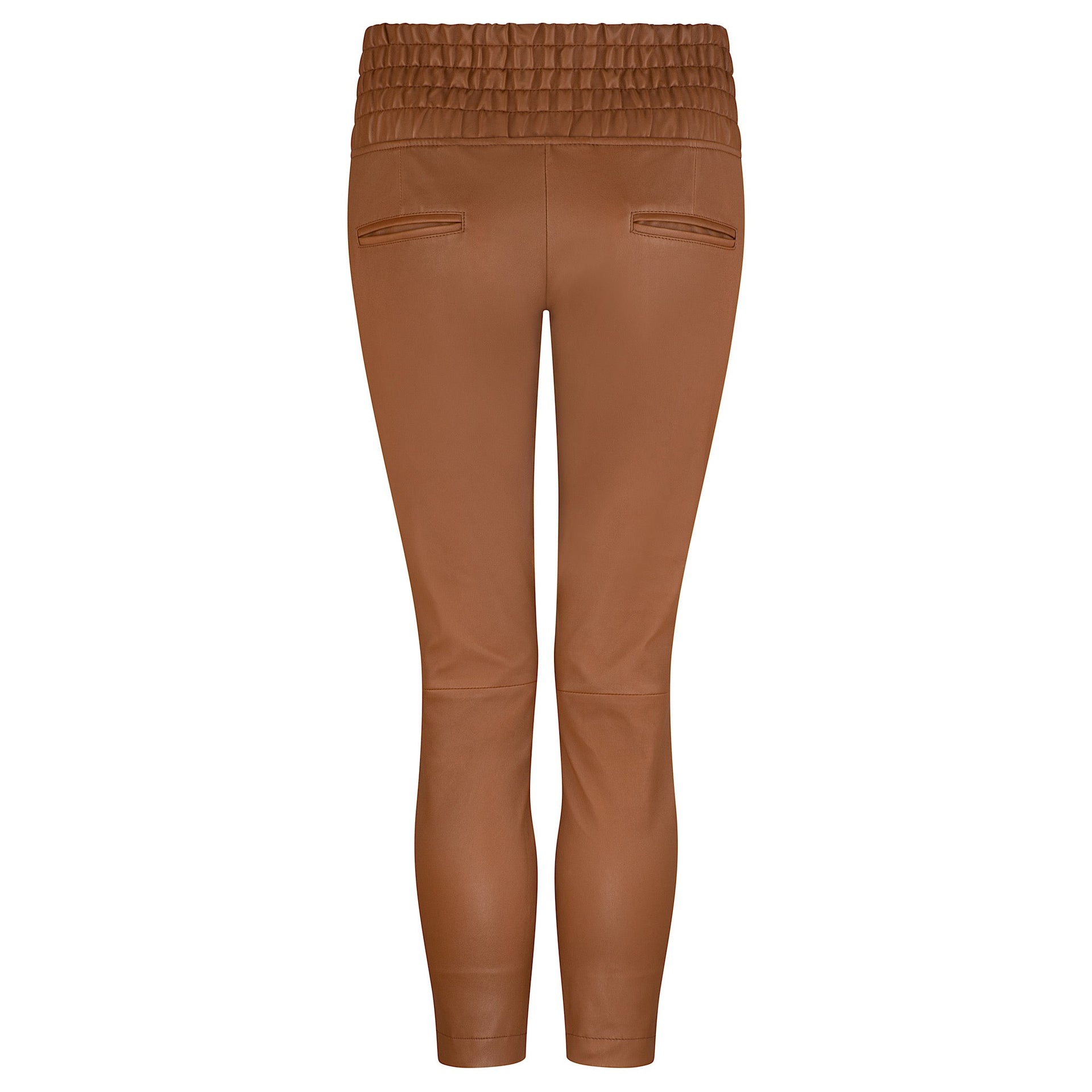 CAMEL STRETCH LEATHER JOGGER - OLIVIA SHEED