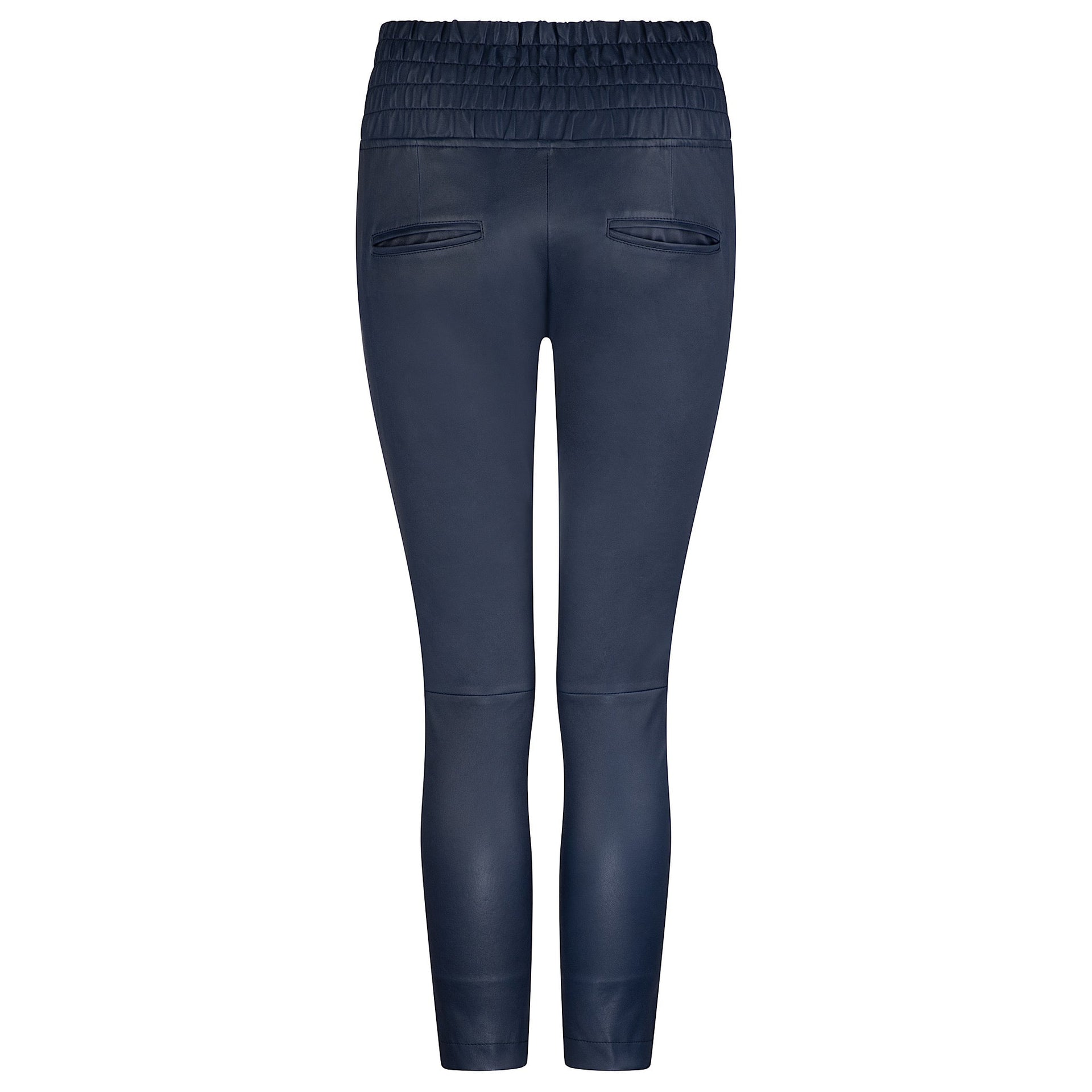 NAVY STRETCH LEATHER JOGGER - OLIVIA SHEED