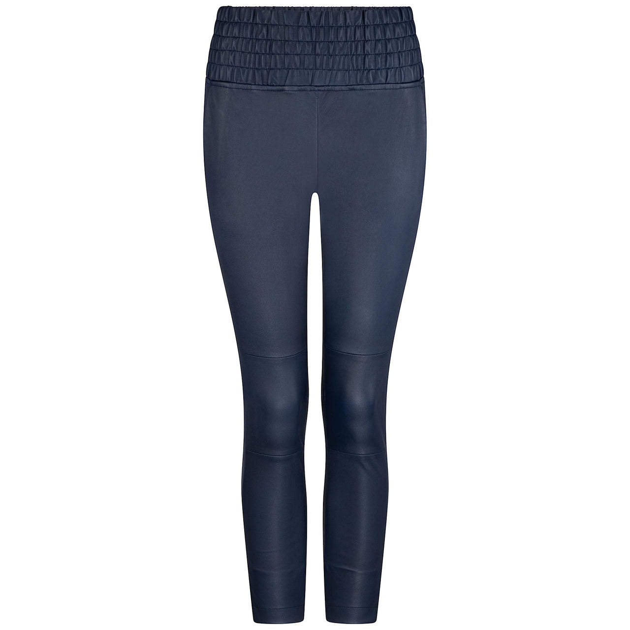 NAVY STRETCH LEATHER JOGGER - OLIVIA SHEED