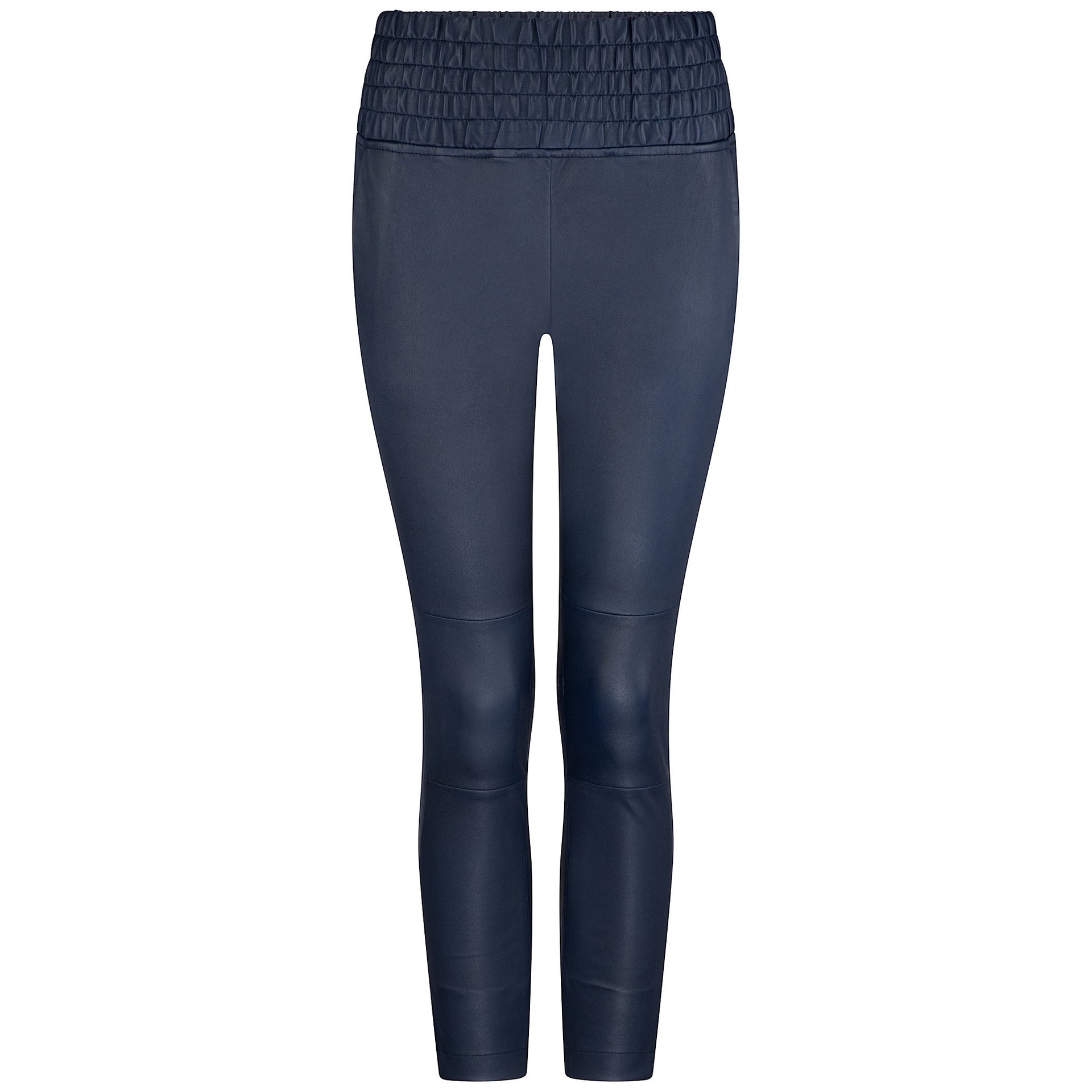 NAVY STRETCH LEATHER JOGGER - OLIVIA SHEED